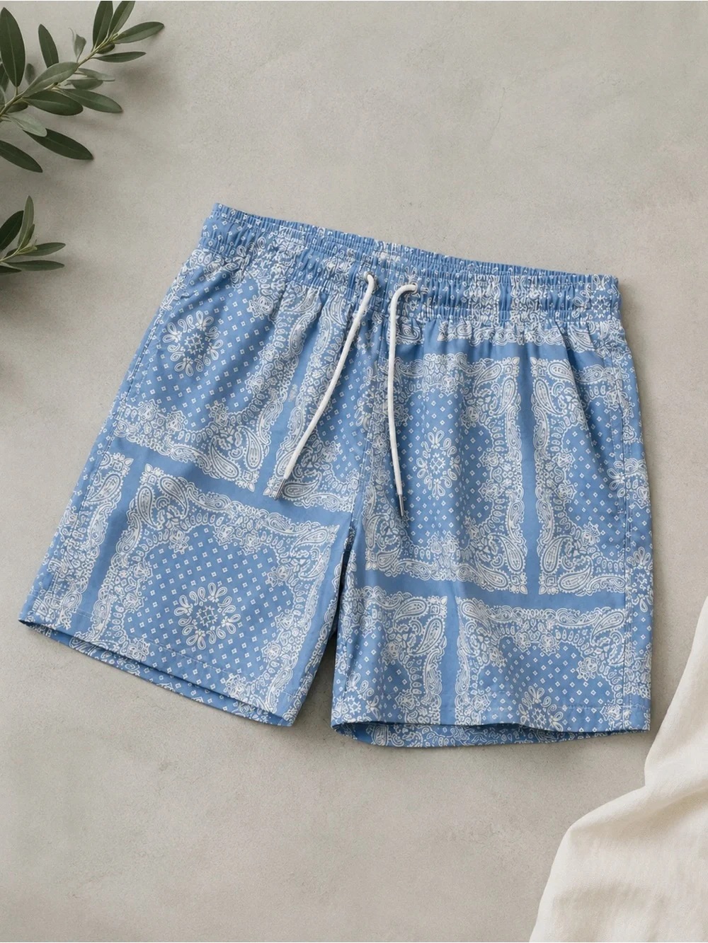 Slate & Stone Blue Paisley Swim Trunks | Resort Beach Shorts‎ | Size L